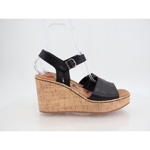 Born BOC Corrie Platform Wedge Sandals Womens Size 11 M Black Vegan Buckle Shoes main image 5